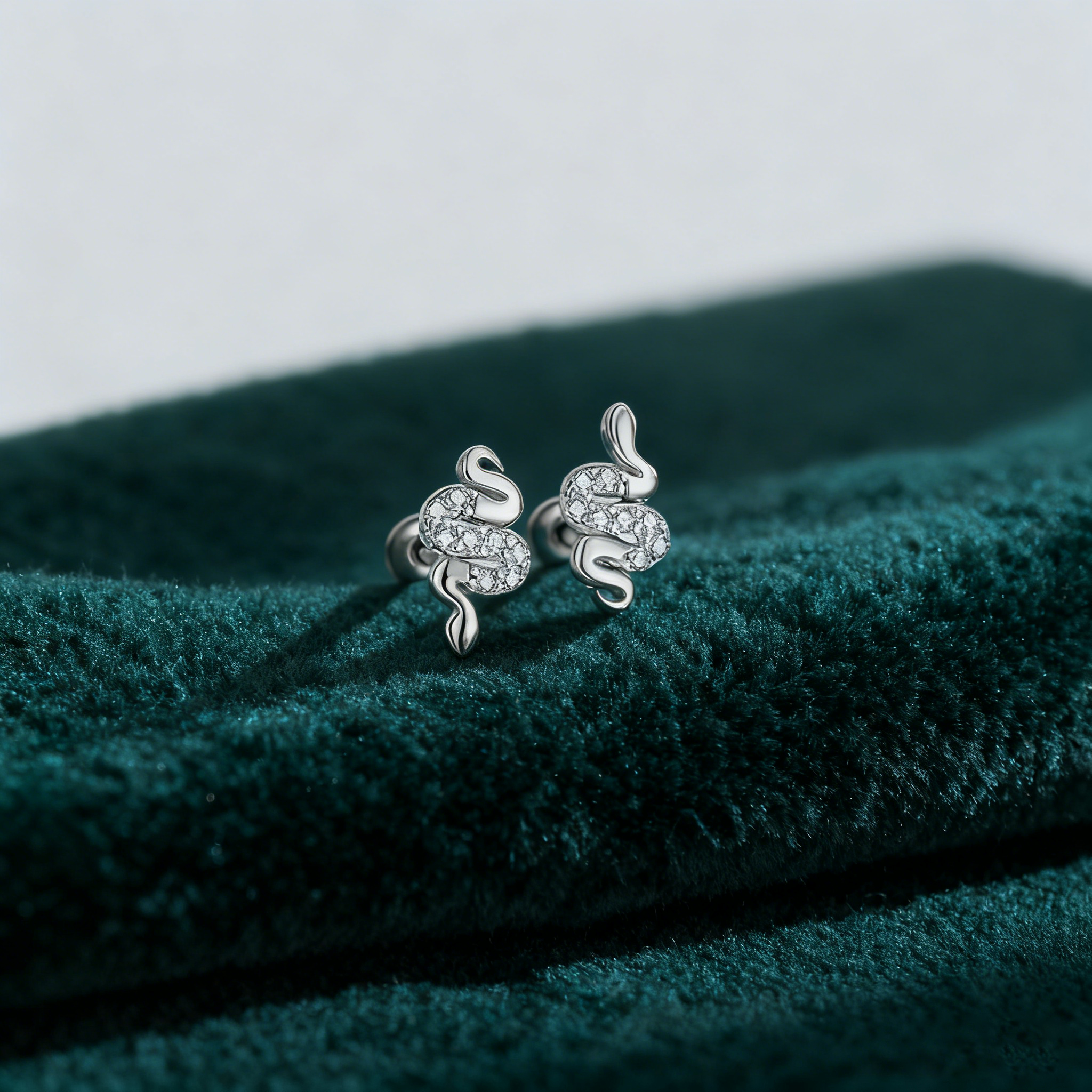 Serpent Spirit Studs – S925 Silver & 6A Zircon, Wisdom & Fortune