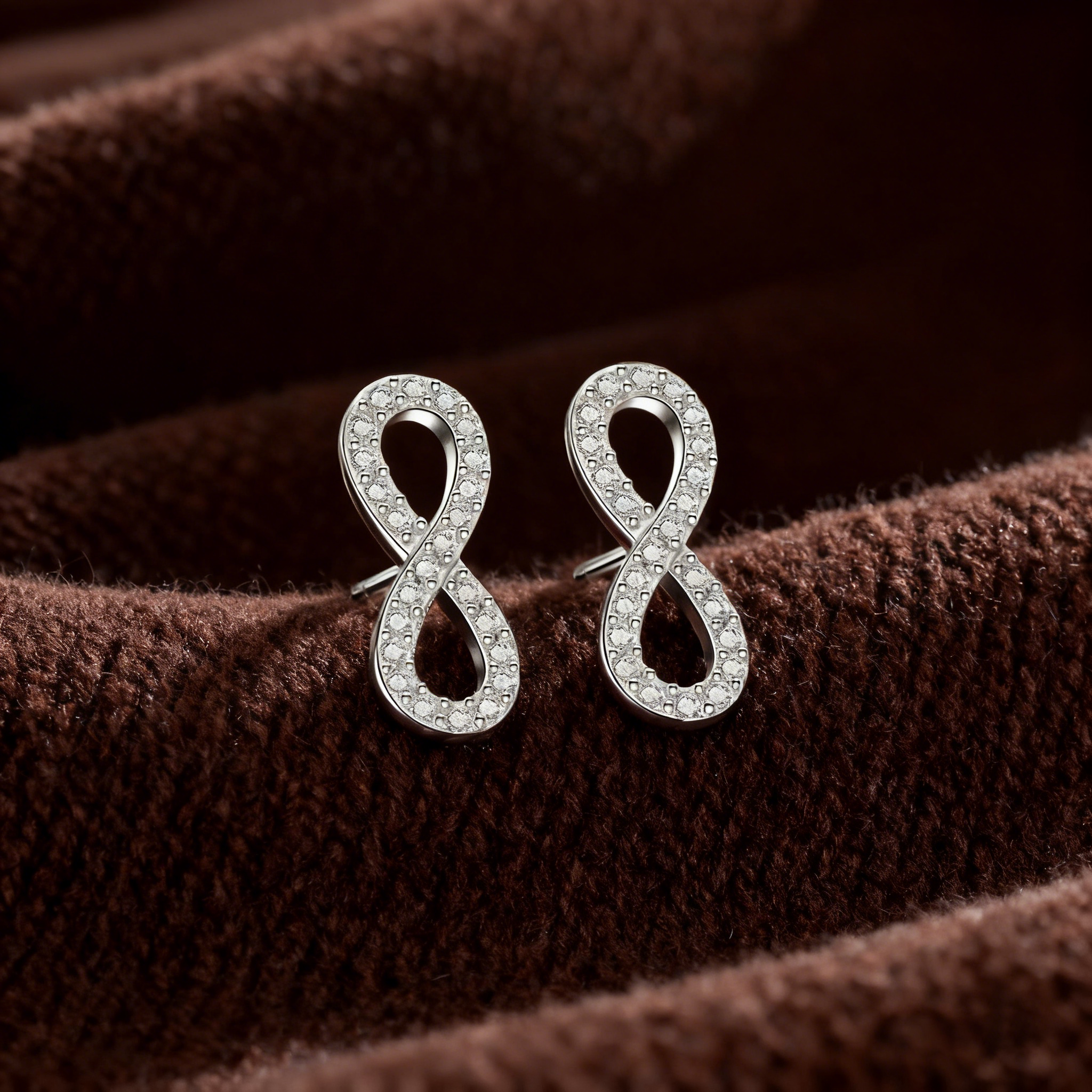Infinite Möbius Heart Studs – S925 Silver & Zircon, Eternal Love & Devotion
