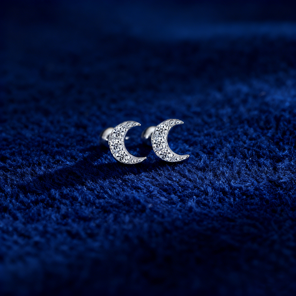 Moonlit Grace Zircon Studs – S925 Silver, Soft & Serene