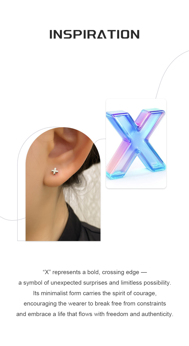 Limitless X Stud Earrings – S925 Silver, Courage & Infinite Possibilities