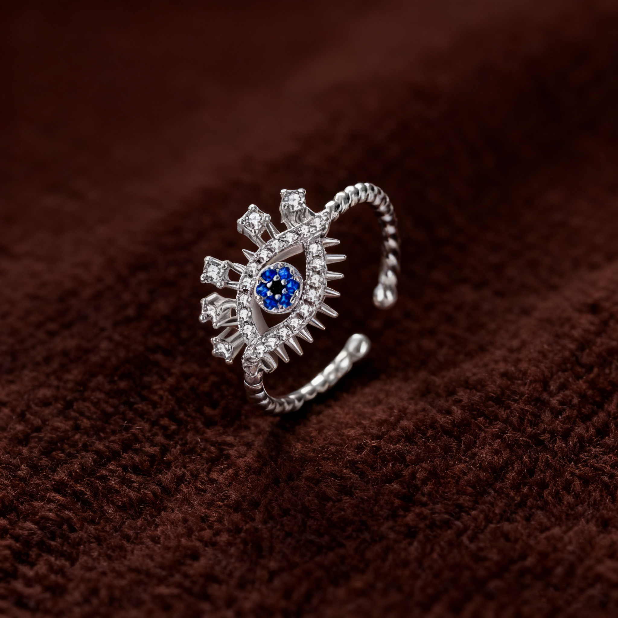 Evil Eye Zircon Ring – S925 Silver, Love & Protection