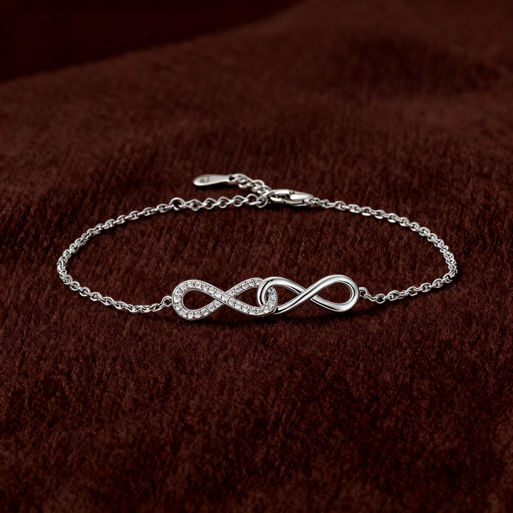 Double Möbius Zircon Bracelet – Infinite Love in S925 Silver