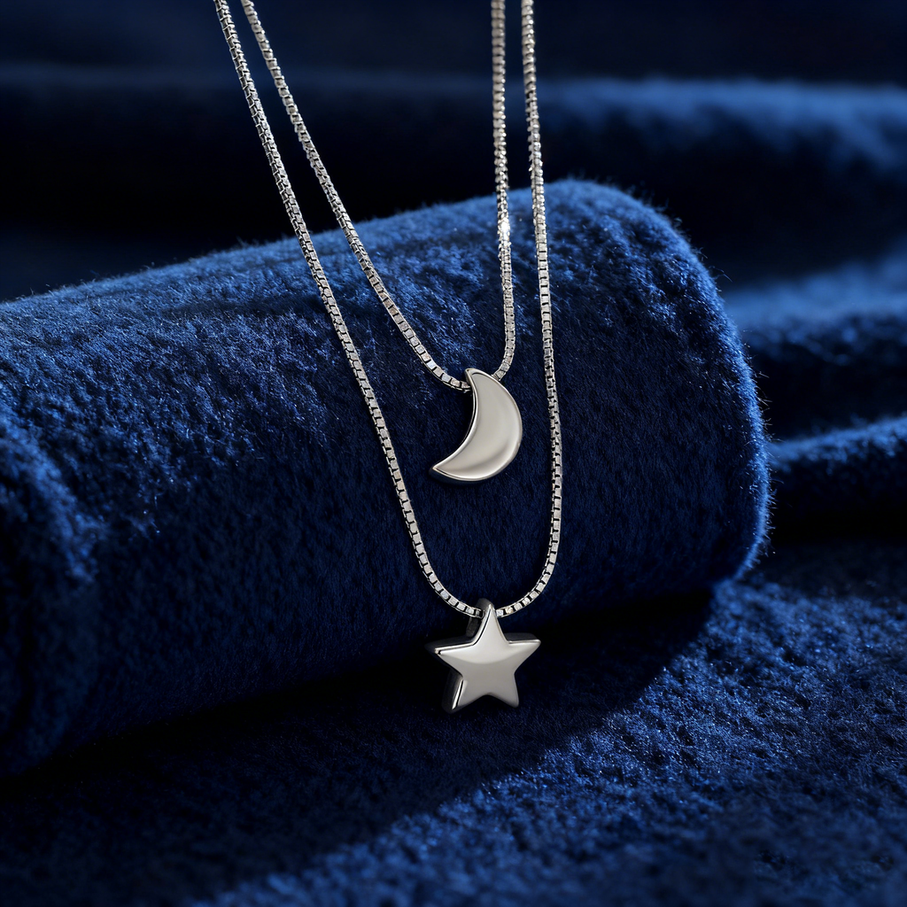 Celestial Duo Necklace – Moon & Star Layered