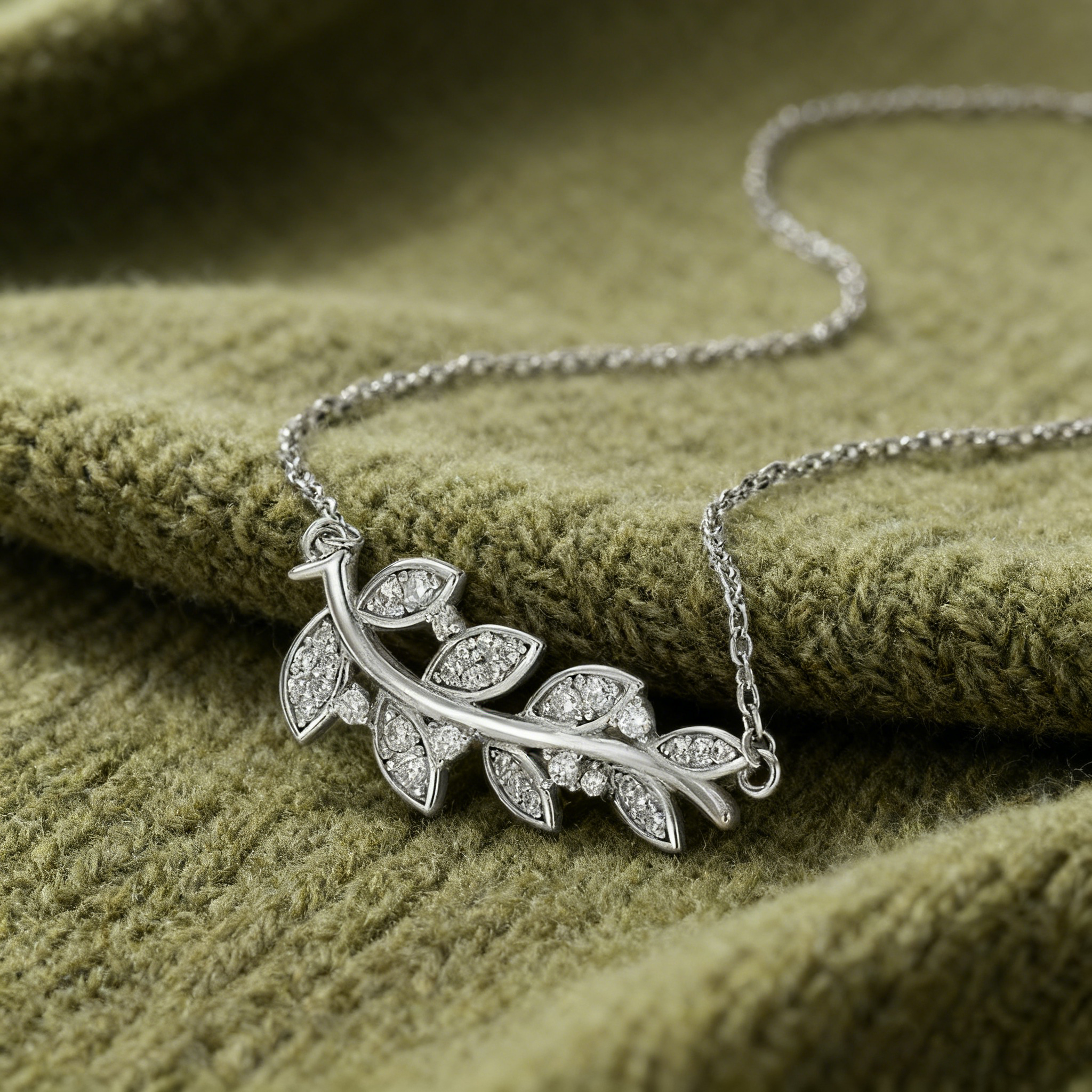 Golden Wheat Necklace – Sterling Silver & 6A Zircon