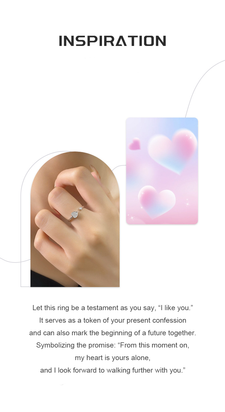 Confession Promise Zircon Ring – S925 Silver, Love & Devotion