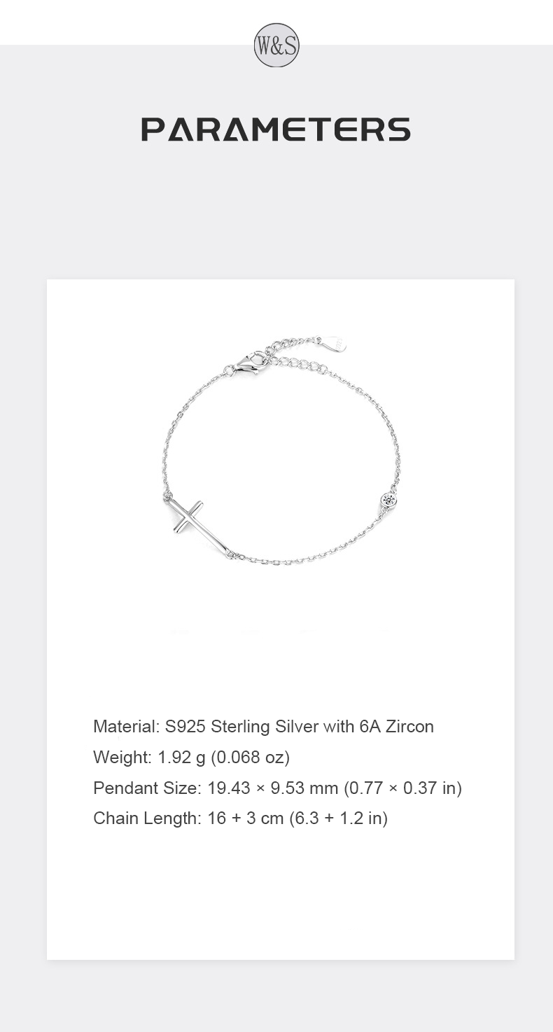 Cross Zircon Bracelet – S925 Silver Symbol of Faith & Protection