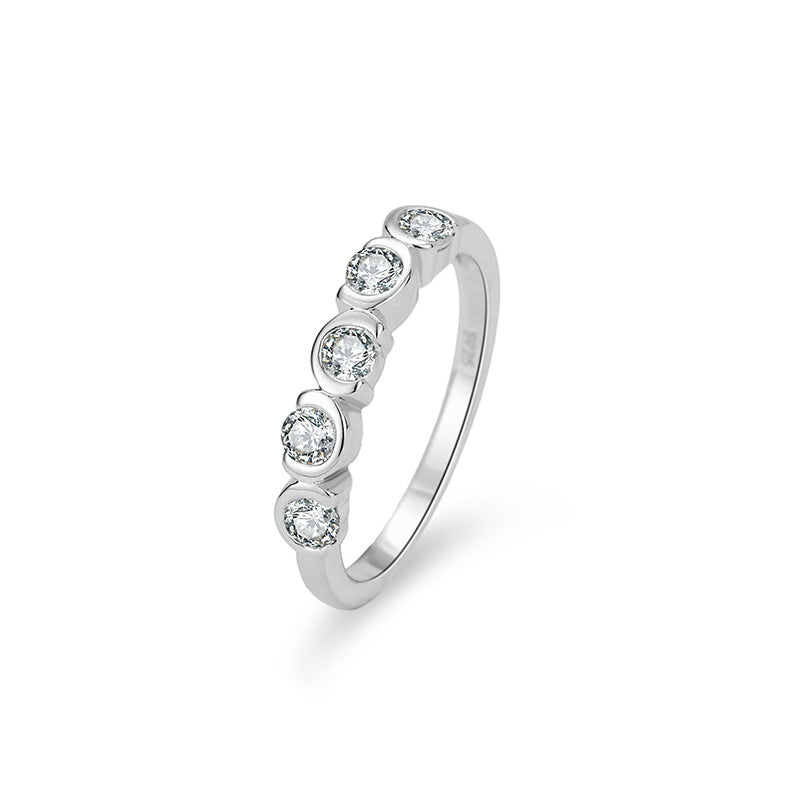 Minimalist Bubble Circle Zircon Ring – S925 Silver, Radiant & Refined
