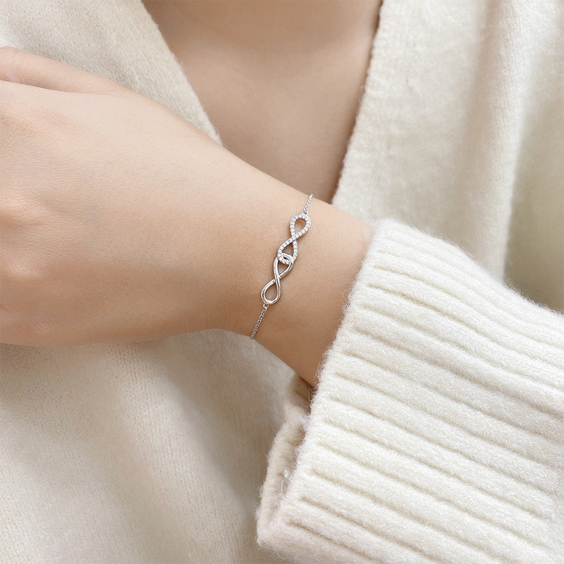 Double Möbius Zircon Bracelet – Infinite Love in S925 Silver