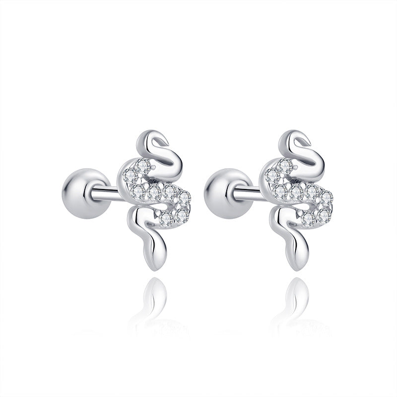 Serpent Spirit Studs – S925 Silver & 6A Zircon, Wisdom & Fortune