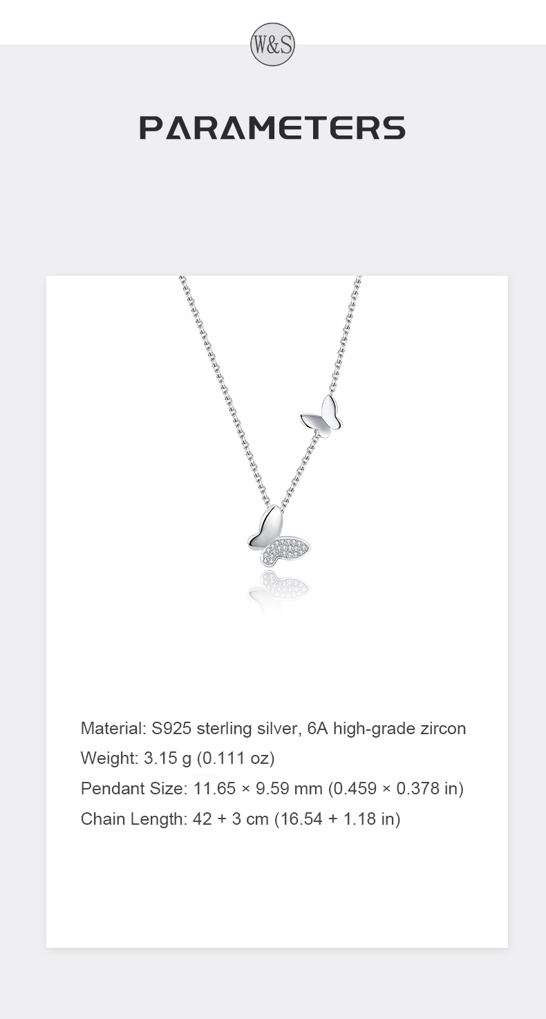 Dancing Double Butterfly Necklace – Sterling Silver & 6A Zircon