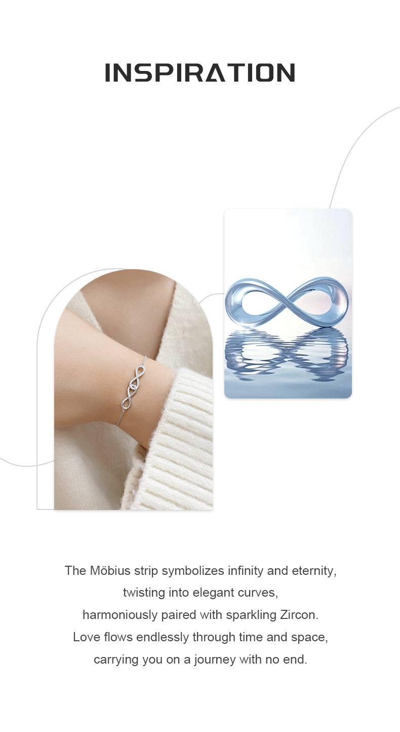 Double Möbius Zircon Bracelet – Infinite Love in S925 Silver