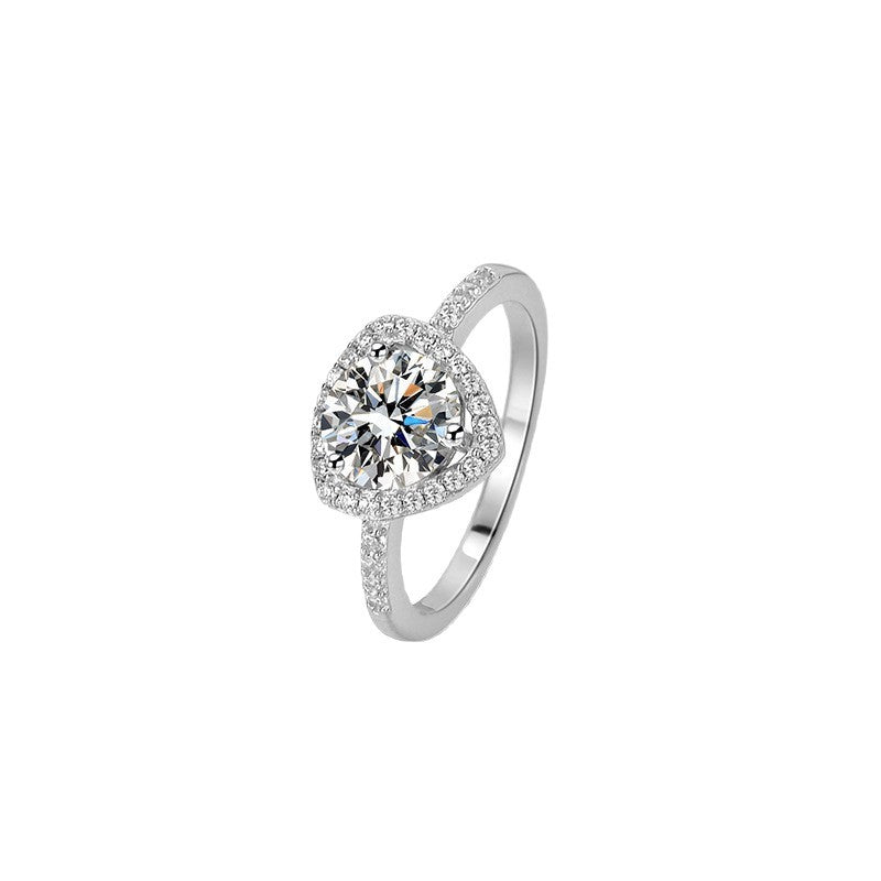 Triangular Facet Zircon Ring – S925 Silver, Eternal Love & Companionship
