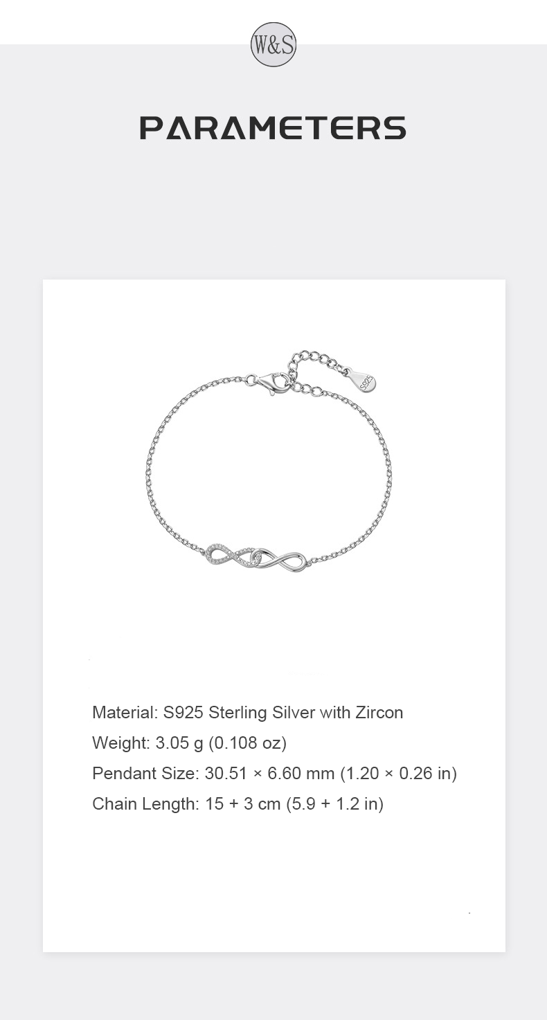 Double Möbius Zircon Bracelet – Infinite Love in S925 Silver