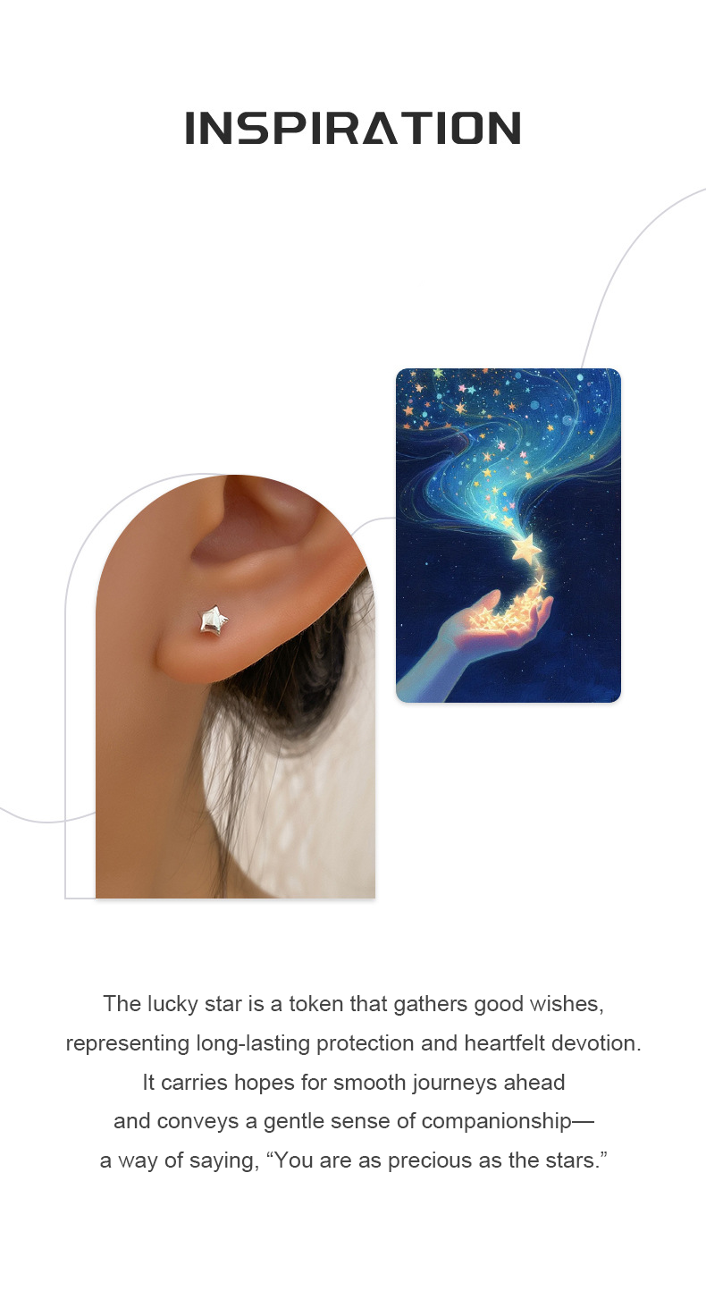 Lucky Star Silver Studs – S925 Silver, Protection & Precious