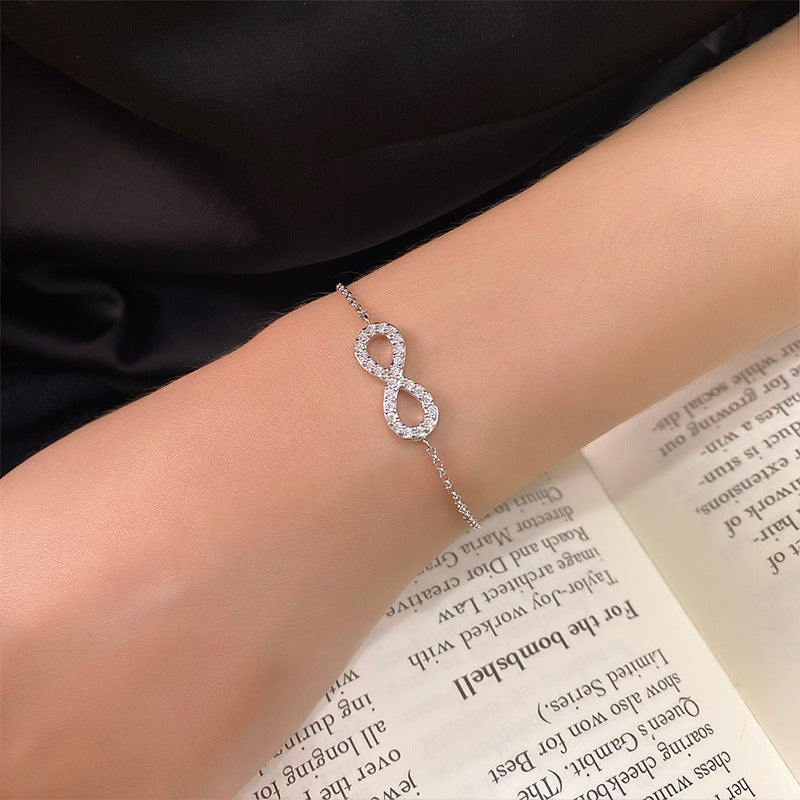 Eternal Love Möbius Zircon Bracelet – S925 Silver Sparkle