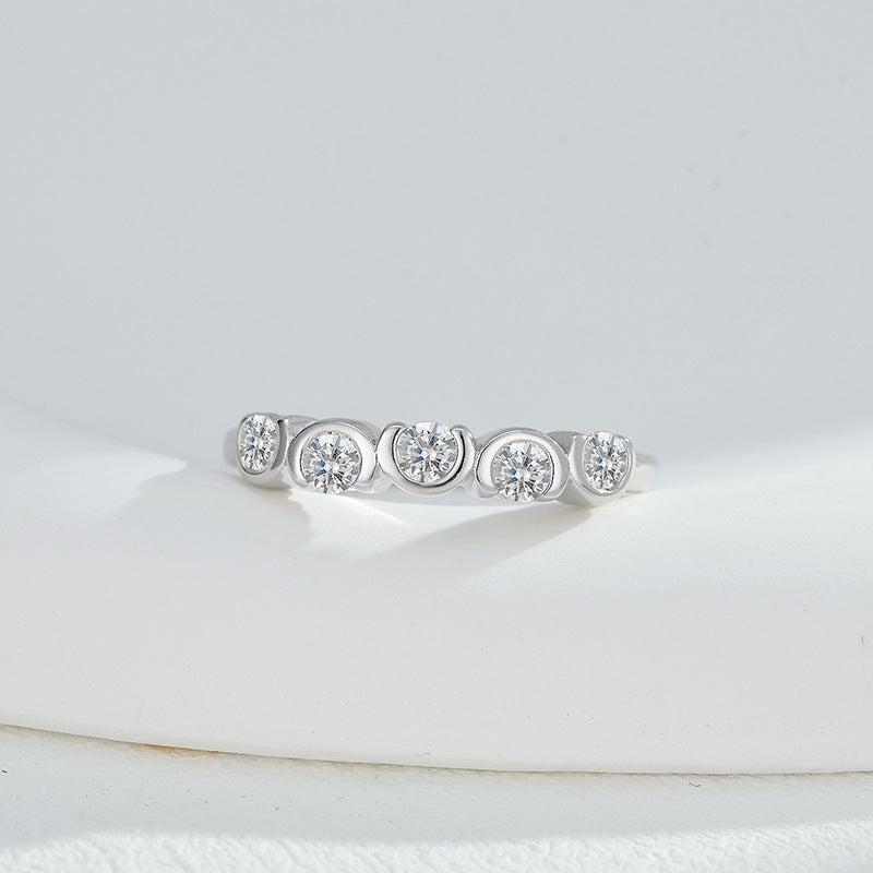 Minimalist Bubble Circle Zircon Ring – S925 Silver, Radiant & Refined