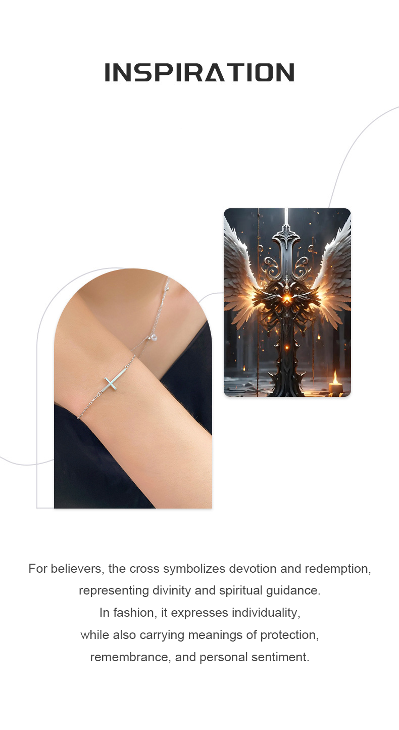 Cross Zircon Bracelet – S925 Silver Symbol of Faith & Protection