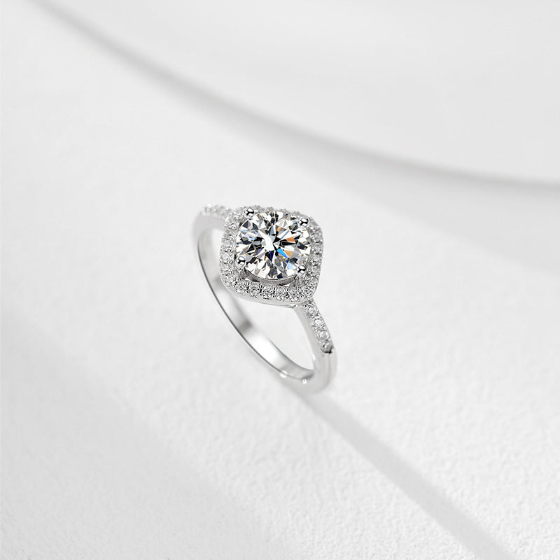 Pavé Square Zircon Ring – S925 Silver, Balance & Prosperity
