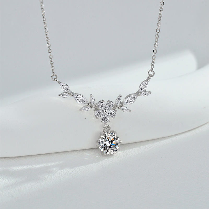 Blooming Wisteria Necklace – Sterling Silver, Moissanite & 6A Zircon