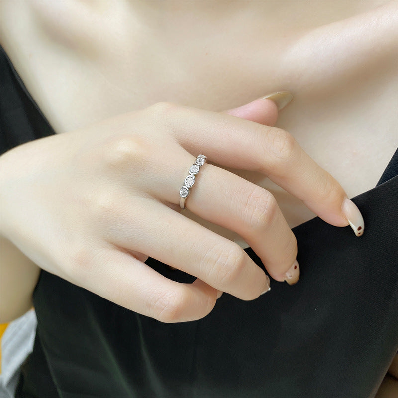 Minimalist Bubble Circle Zircon Ring – S925 Silver, Radiant & Refined