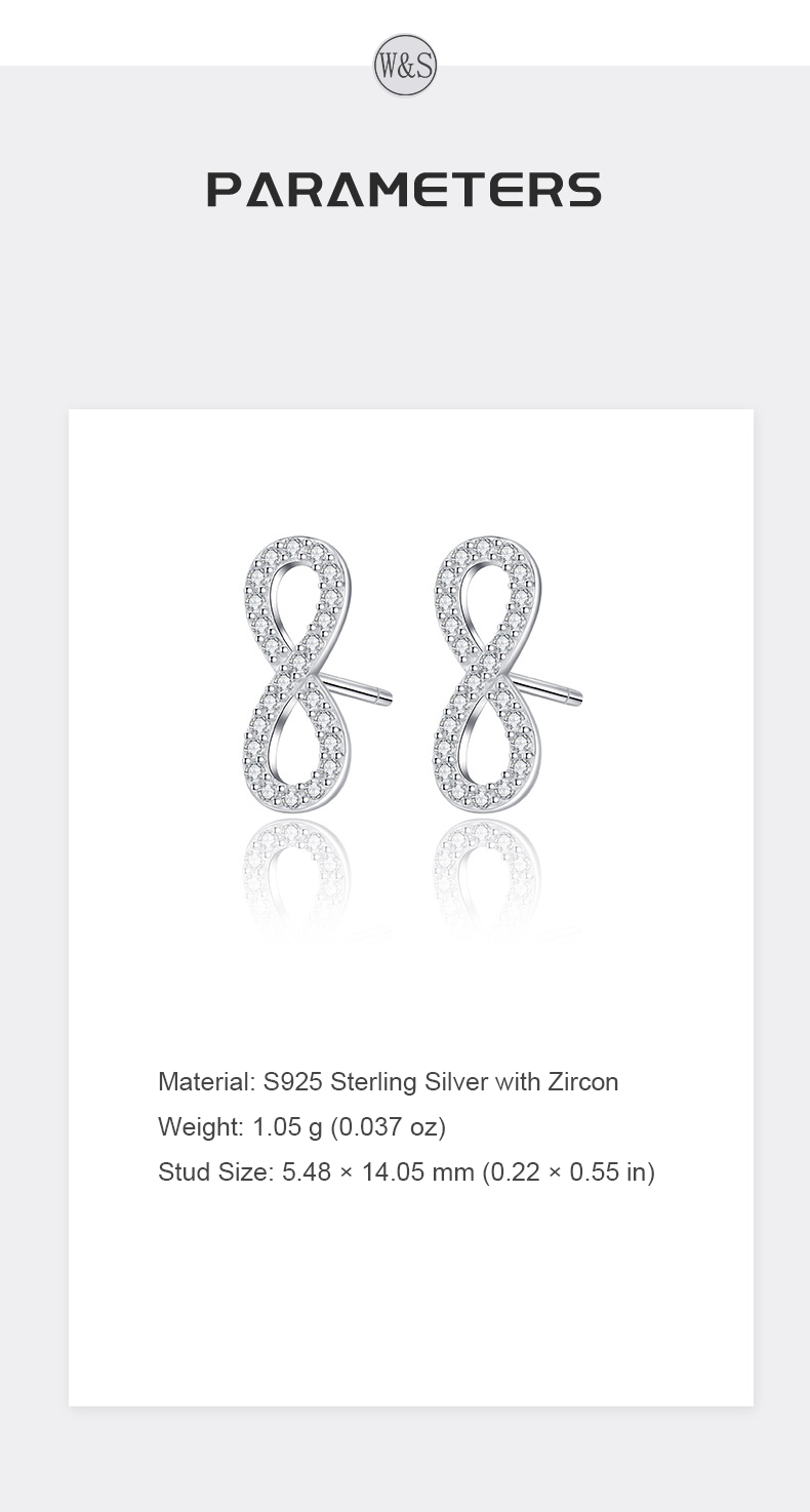 Infinite Möbius Heart Studs – S925 Silver & Zircon, Eternal Love & Devotion