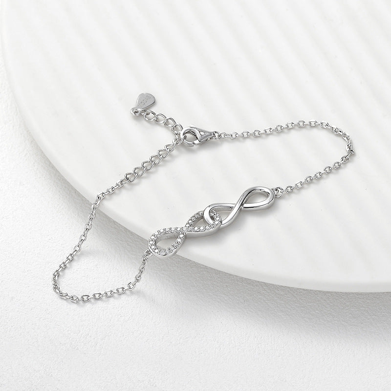 Double Möbius Zircon Bracelet – Infinite Love in S925 Silver