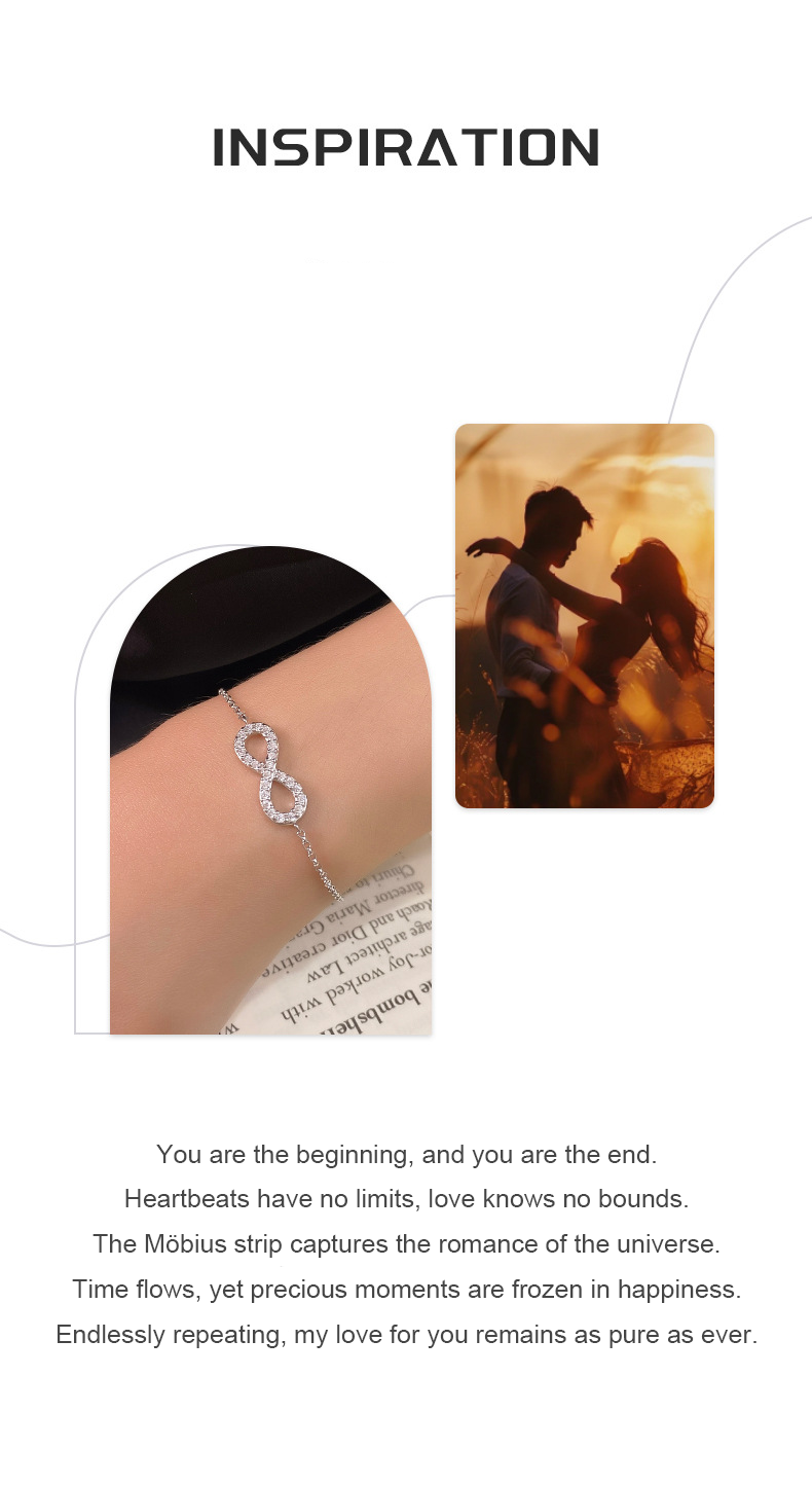 Eternal Love Möbius Zircon Bracelet – S925 Silver Sparkle