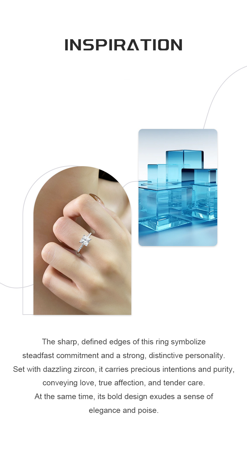 Edge of Devotion Zircon Ring – S925 Silver, Commitment & Elegance