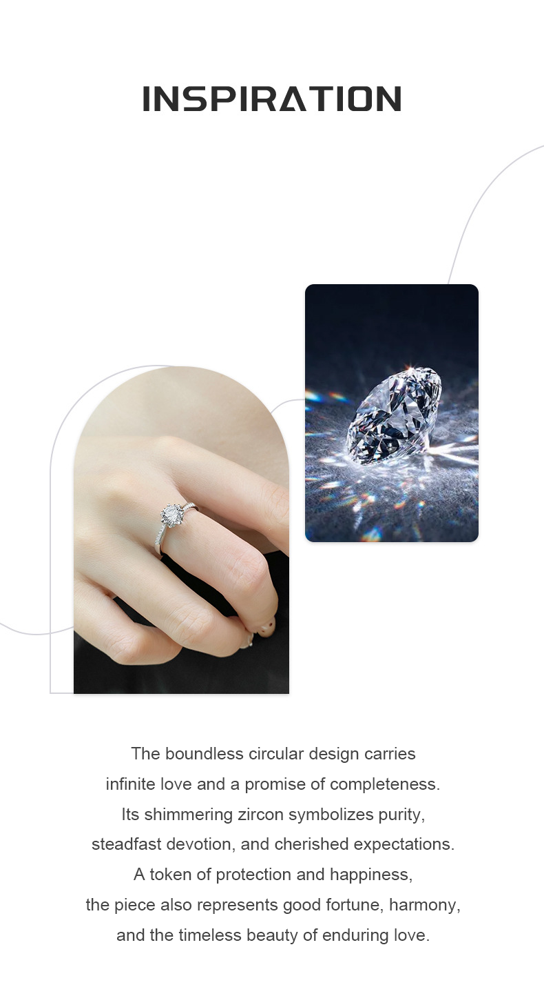 Infinite Love Circle Zircon Ring – S925 Silver, Eternal Blessings