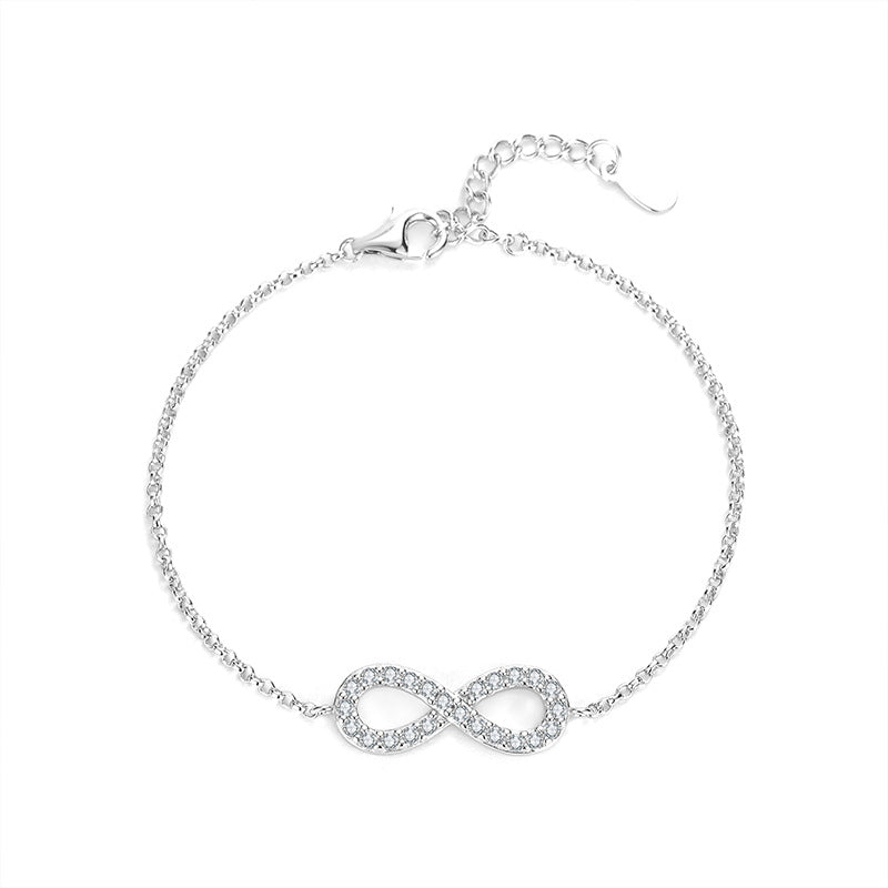 Eternal Love Möbius Zircon Bracelet – S925 Silver Sparkle