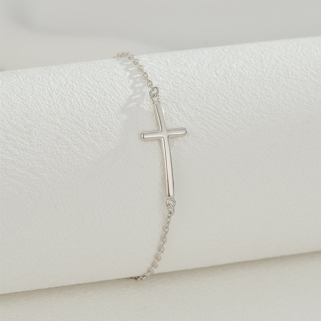 Cross Zircon Bracelet – S925 Silver Symbol of Faith & Protection