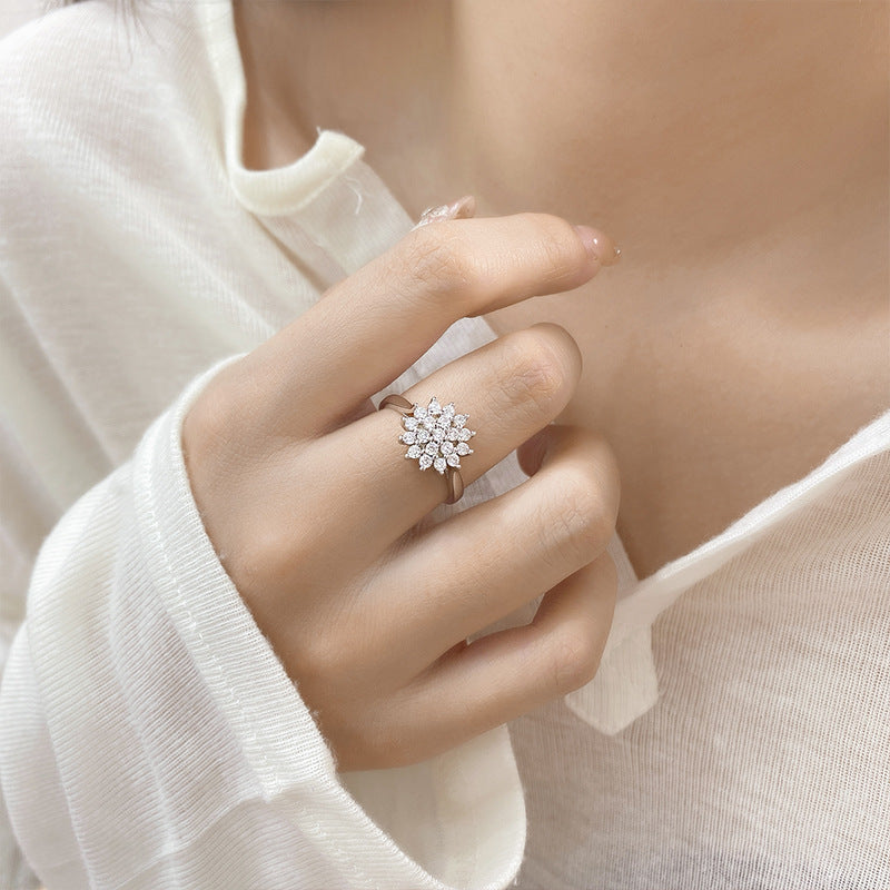 Sunflower Zircon Ring – S925 Silver, Radiance & Positivity