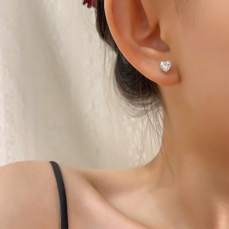 True Love Heart Studs – S925 Silver & 6A Zircon, Confession & Affection
