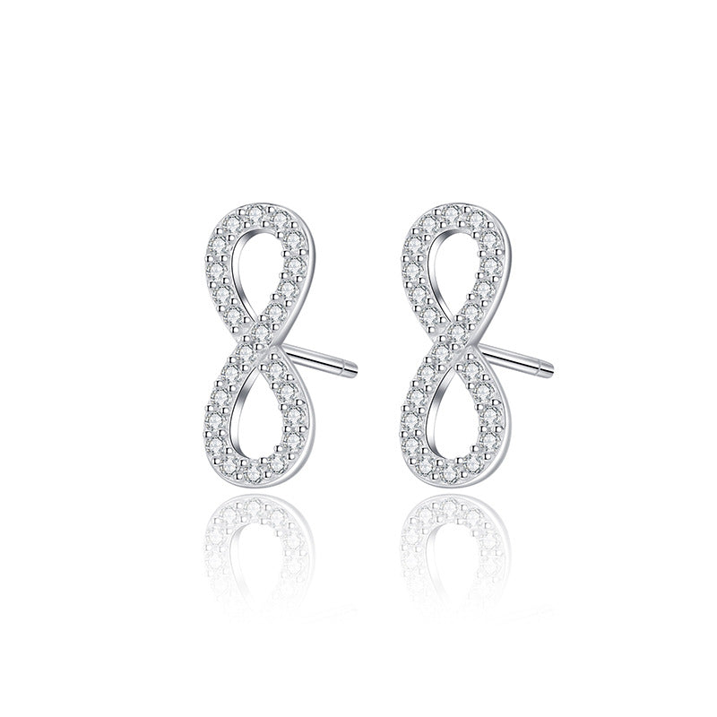 Infinite Möbius Heart Studs – S925 Silver & Zircon, Eternal Love & Devotion