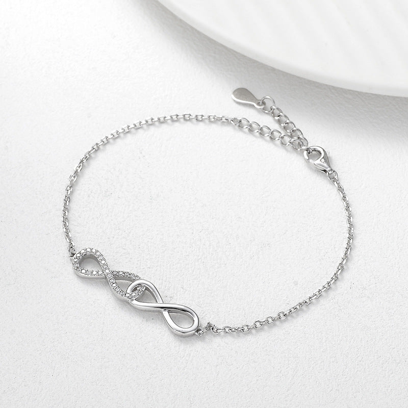 Double Möbius Zircon Bracelet – Infinite Love in S925 Silver