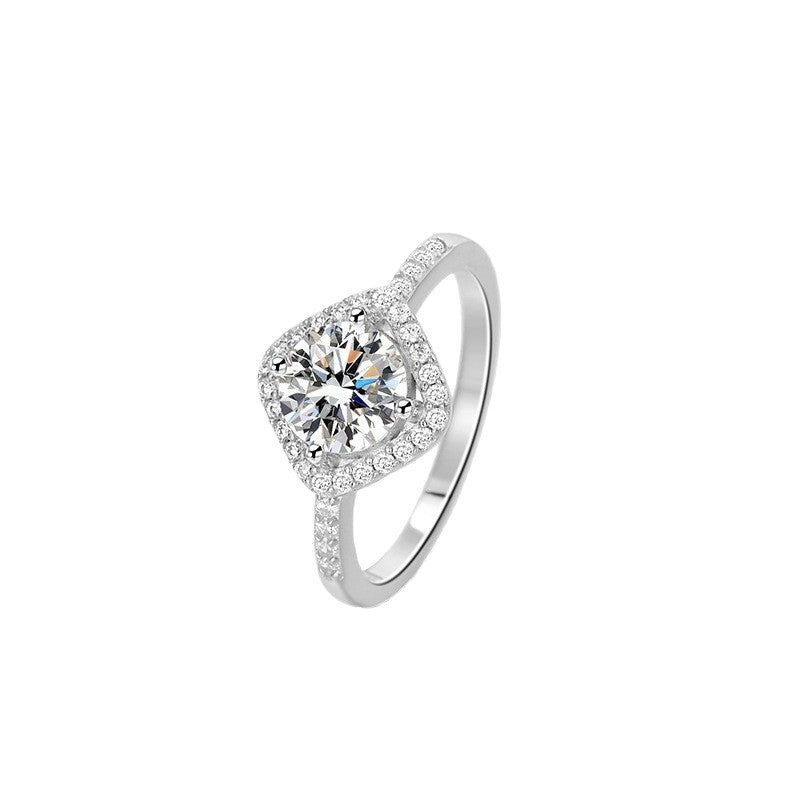 Pavé Square Zircon Ring – S925 Silver, Balance & Prosperity