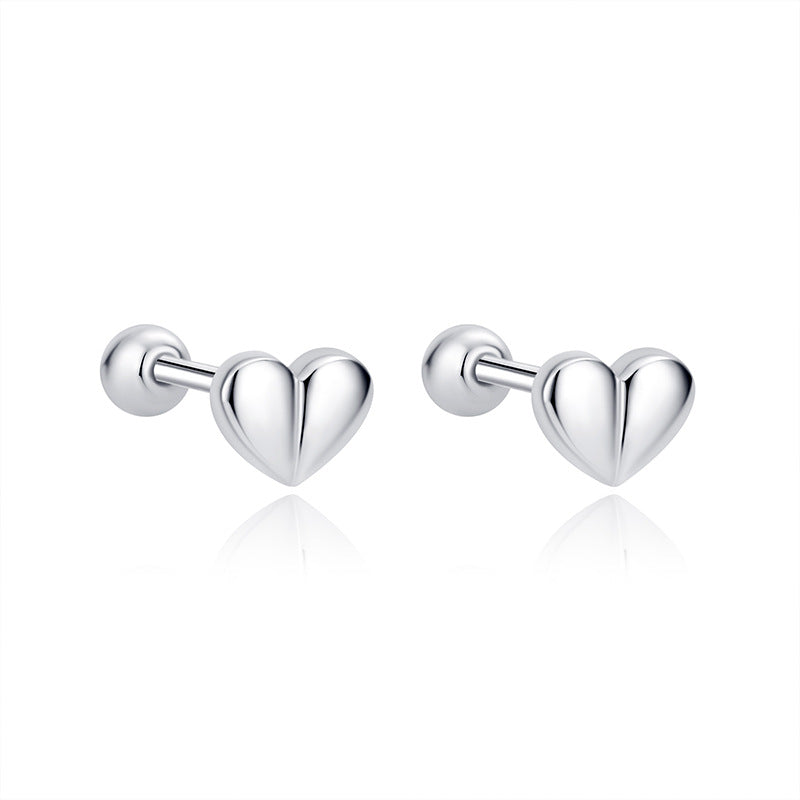 Tender Heart Outline Studs – S925 Silver, Warmth & Affection
