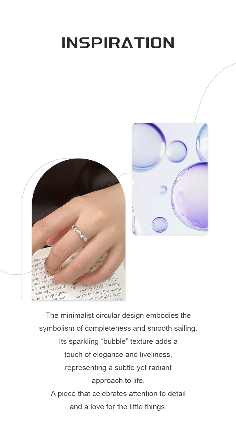 Minimalist Bubble Circle Zircon Ring – S925 Silver, Radiant & Refined