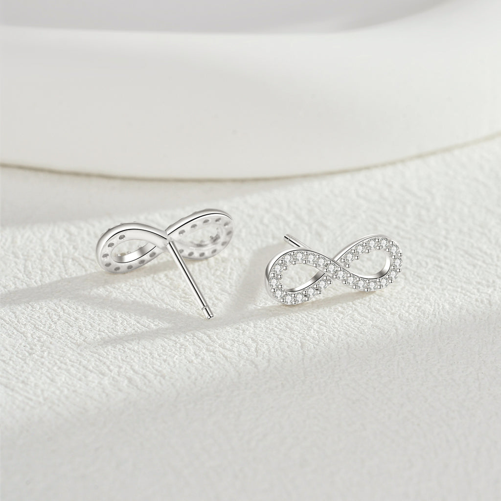 Infinite Möbius Heart Studs – S925 Silver & Zircon, Eternal Love & Devotion