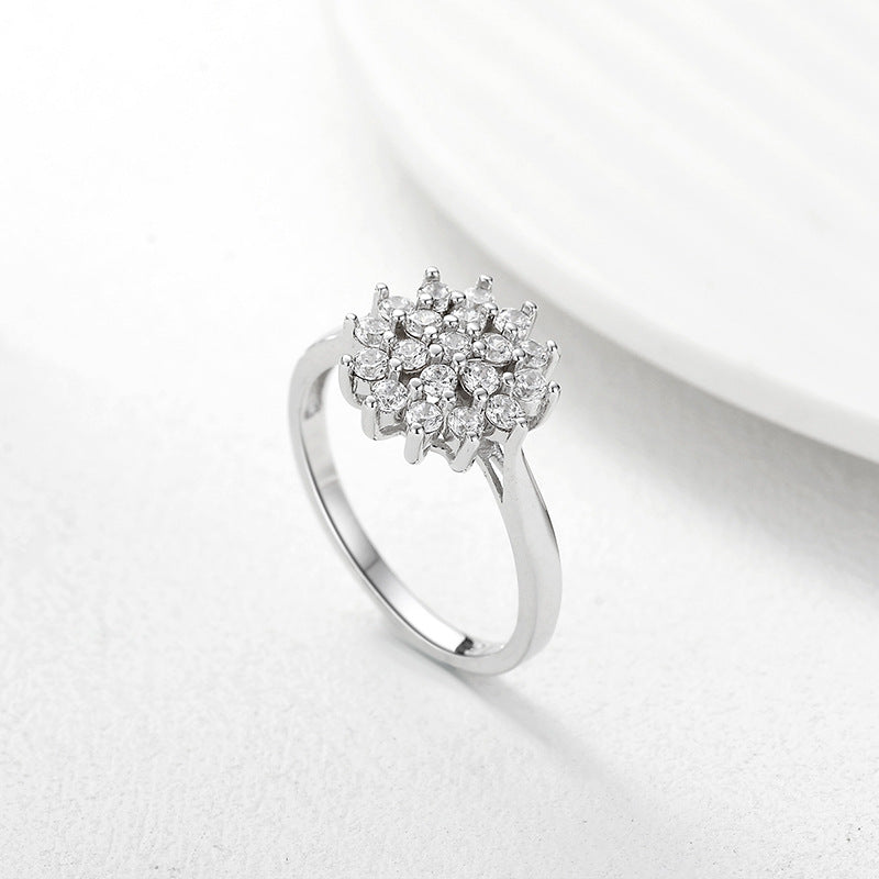 Sunflower Zircon Ring – S925 Silver, Radiance & Positivity