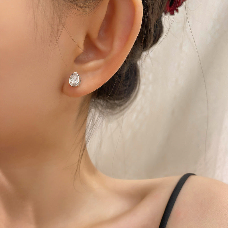 Radiant Teardrop Zircon Studs – S925 Silver, Grace & Warmth