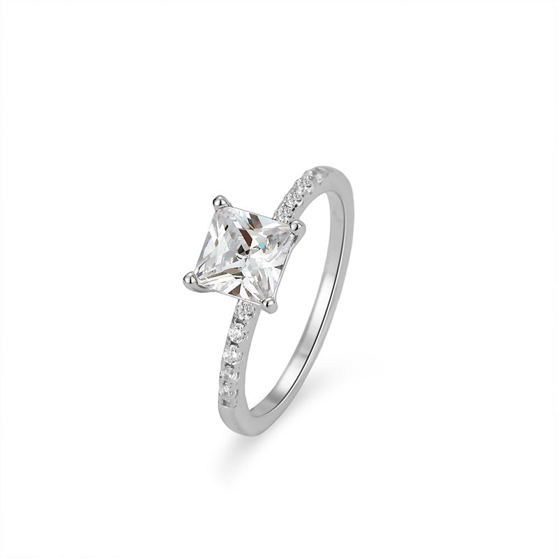 Edge of Devotion Zircon Ring – S925 Silver, Commitment & Elegance