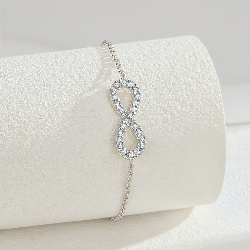 Eternal Love Möbius Zircon Bracelet – S925 Silver Sparkle