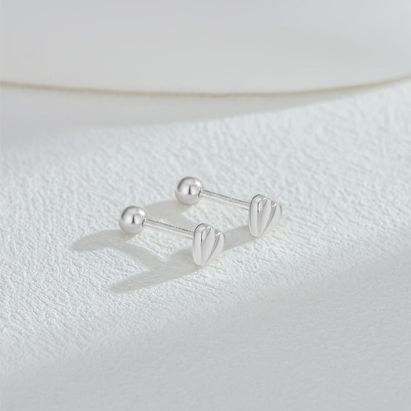 Tender Heart Outline Studs – S925 Silver, Warmth & Affection