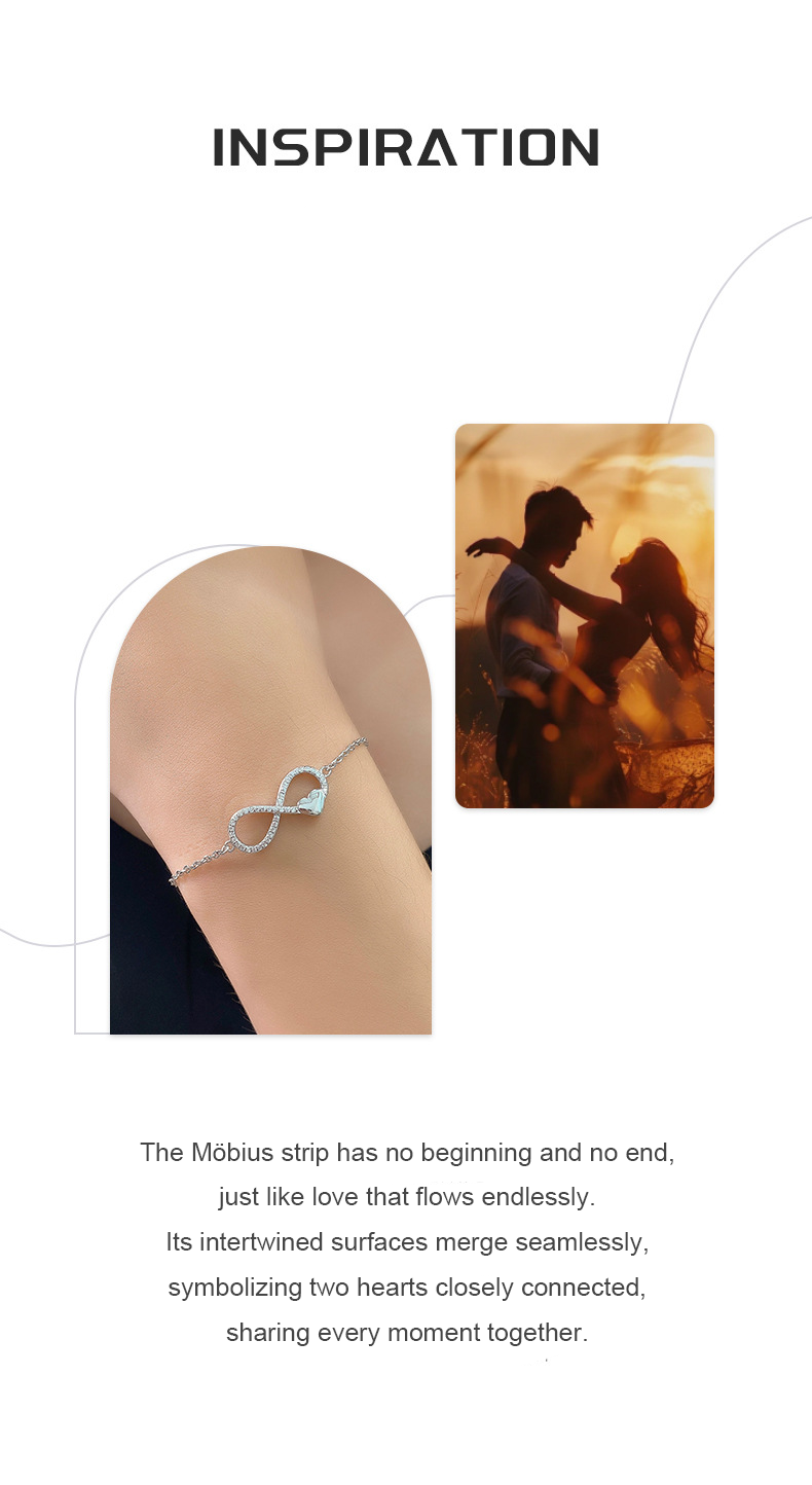 Möbius Love Zircon Bracelet – Infinite Connection in S925 Silver