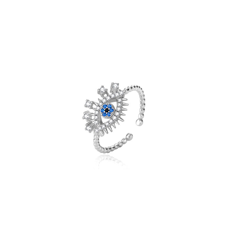 Evil Eye Zircon Ring – S925 Silver, Love & Protection