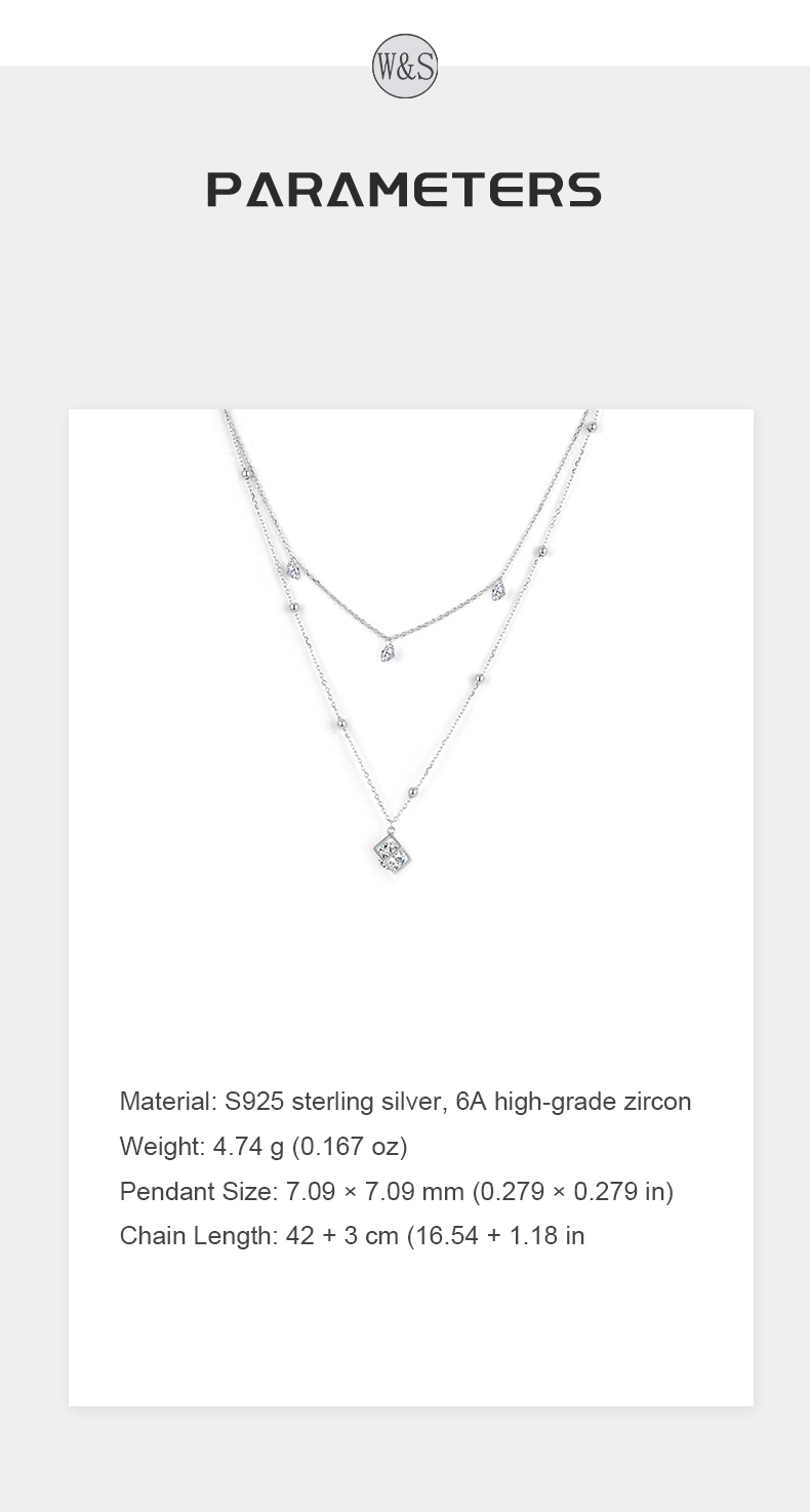 Interlocking Cube Necklace – Sterling Silver & 6A Zircon