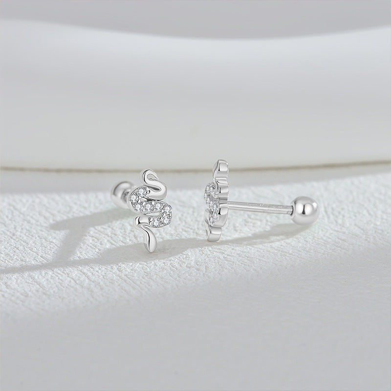 Serpent Spirit Studs – S925 Silver & 6A Zircon, Wisdom & Fortune