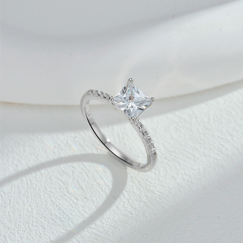 Edge of Devotion Zircon Ring – S925 Silver, Commitment & Elegance