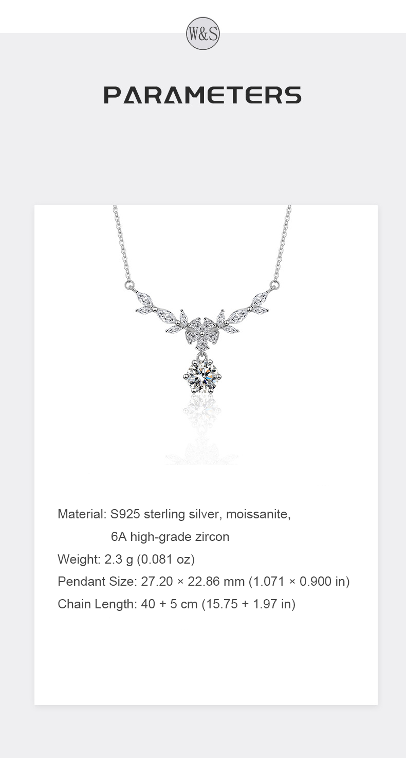 Blooming Wisteria Necklace – Sterling Silver, Moissanite & 6A Zircon
